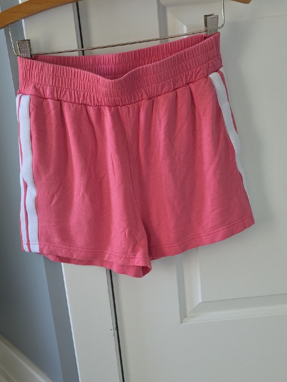 MONO b Coral Pink Athletic Shorts with White Side Stripes